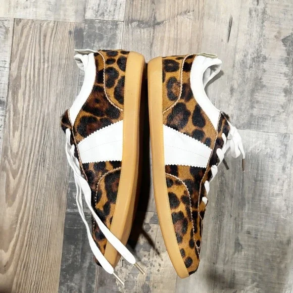 Boden Leopard Print Calf Hair Low Top Sneakers Brown White | Size 42 - Picture 7 of 8